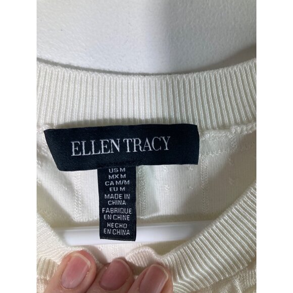 Womens Ellen Tracy Cropped Cardigan Pearl Gold Buttons Cream‎ Black M NWOT - Picture 7 of 9